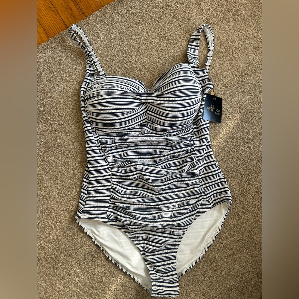NWT Niptuck Women's Striped One Piece Swimsuit SZ 12